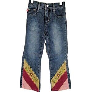 Girls Zana Di Jeans Blue Denim Embroidered Elastic Waist  sz 5